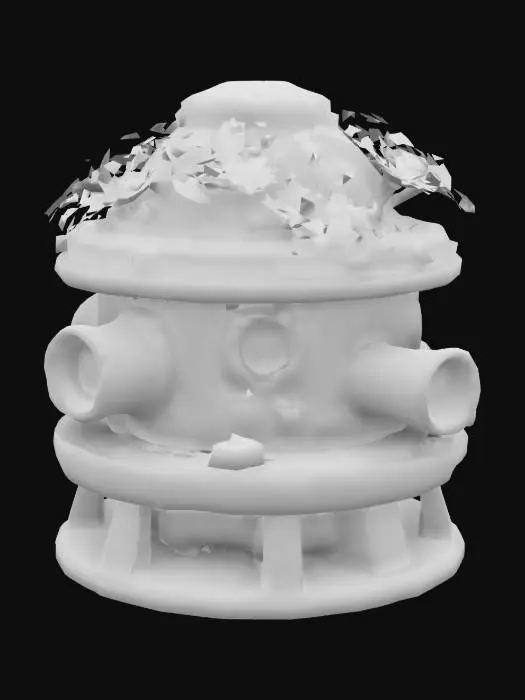 3D model for A turret with vomit flowers, as if from a Roblox game, retro style