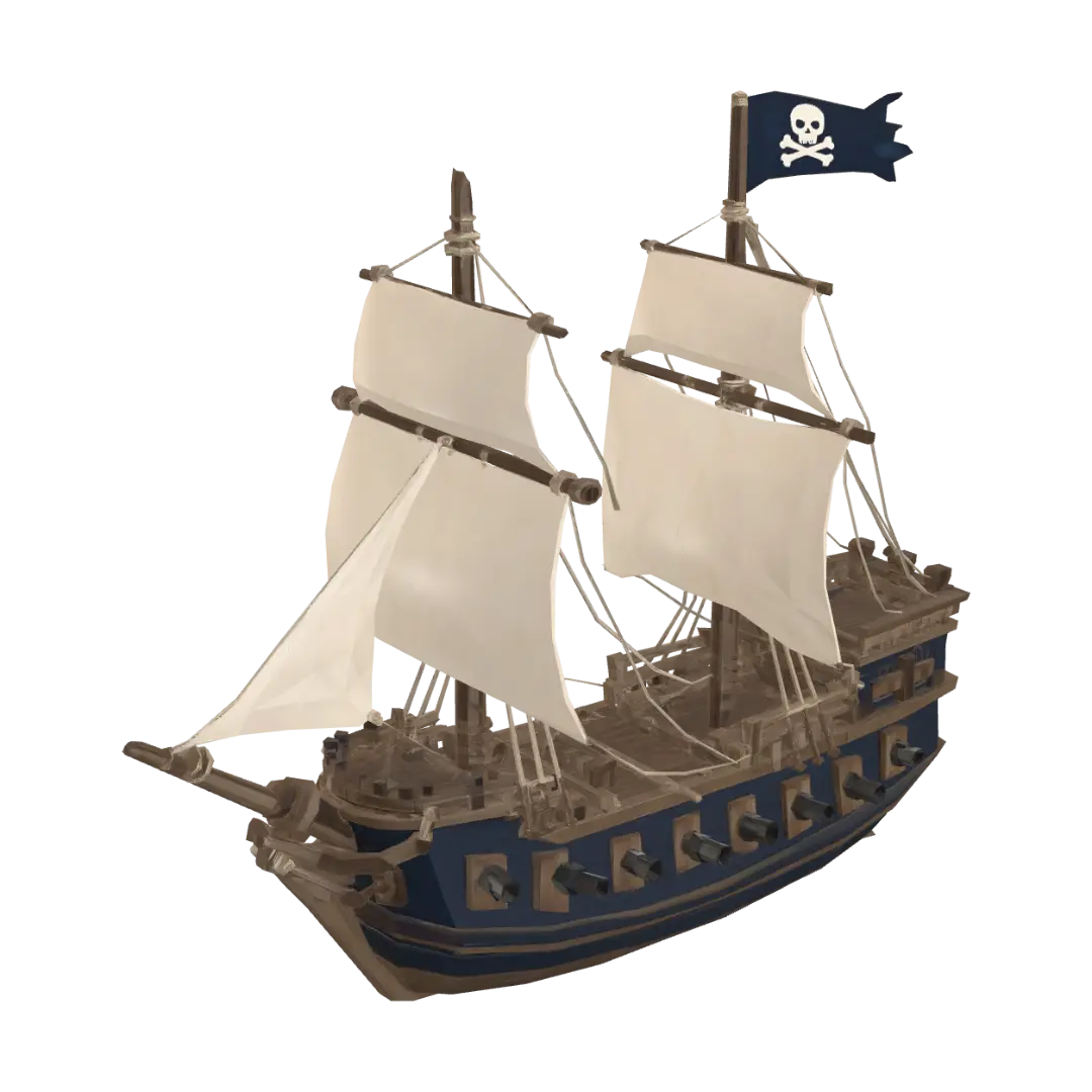 Black Flag Galleon - Rigging 3D model, vytvořený pomocí AI
