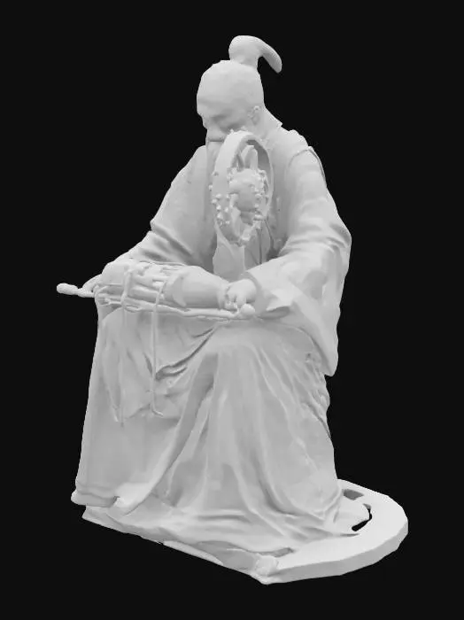 3D model for The Loom of Time

A seated figure with a large, mechanical loom on its back, its arms positioned as if weaving. The statue is carved from dark basalt, with 1mm deep silver inlays forming celestial patterns across its body. The loom’s gears, made of oxidized bronze, suggest it once tracked time through woven symbols, a forgotten method of archiving events.