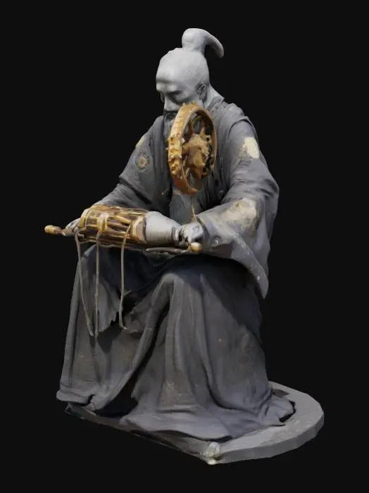 3D model for The Loom of Time

A seated figure with a large, mechanical loom on its back, its arms positioned as if weaving. The statue is carved from dark basalt, with 1mm deep silver inlays forming celestial patterns across its body. The loom’s gears, made of oxidized bronze, suggest it once tracked time through woven symbols, a forgotten method of archiving events.