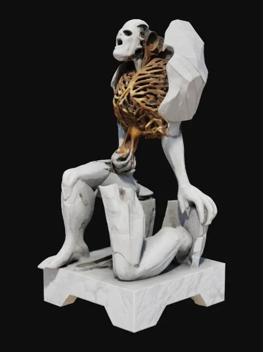 3D model for The Collapsing Titan

A fragmented, kneeling figure, its torso and limbs partially shattered, revealing an intricate bronze inner framework (1mm depth layering). The outer layer of marble remains intact in some places, suggesting it was once fully armored before time or war wore it down. A tragic remnant of an ancient defensive colossus, now at rest.

, Game Assets, Ultra Realistic, Carved, Polished