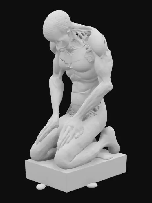 3D model for The Collapsing Titan

A fragmented, kneeling figure, its torso and limbs partially shattered, revealing an intricate bronze inner framework (1mm depth layering). The outer layer of marble remains intact in some places, suggesting it was once fully armored before time or war wore it down. A tragic remnant of an ancient defensive colossus, now at rest.

, Game Assets, Ultra Realistic, Carved, Polished