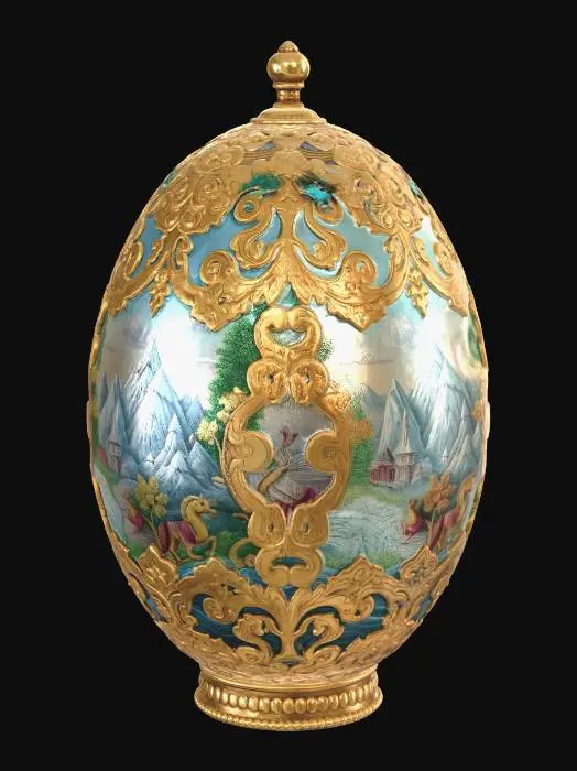 3D model for A large egg decorated in gold filigree and scenes of adventure , #EasterEgg2026#