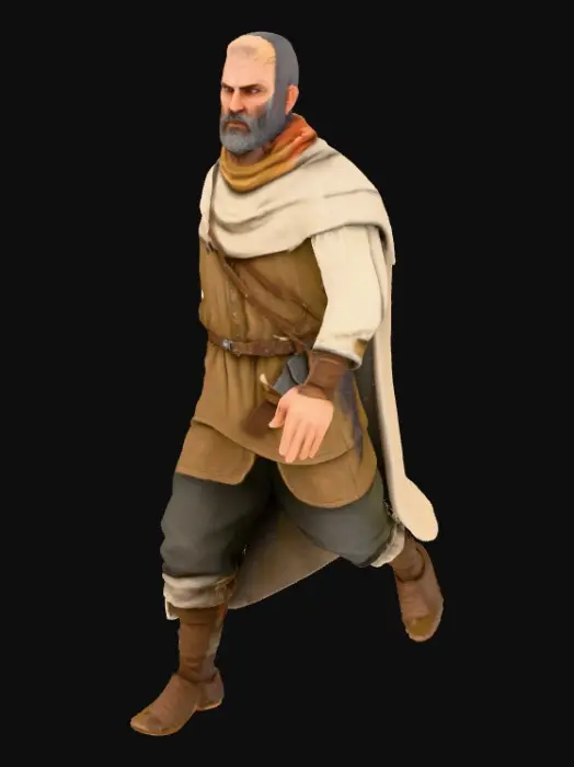 3D model for Сгенерировать робочего для мобильнои игры средневековия, с руками по сторонам чтобы смогли выставить на него точьки для создания анимаций, пустые руки без нечего! Простая одежда обычьныи робочий