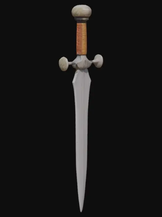 3D model for Sharp dagger, handle is wrapped in string, and the blade is made out of steel. The dagger will look similar to Naruto’s Kunai.