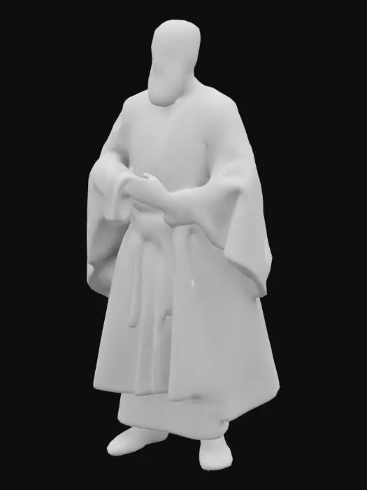 3D model for Crea una figura humana hombre vestido con ropa hebrea y sentado en una piedra