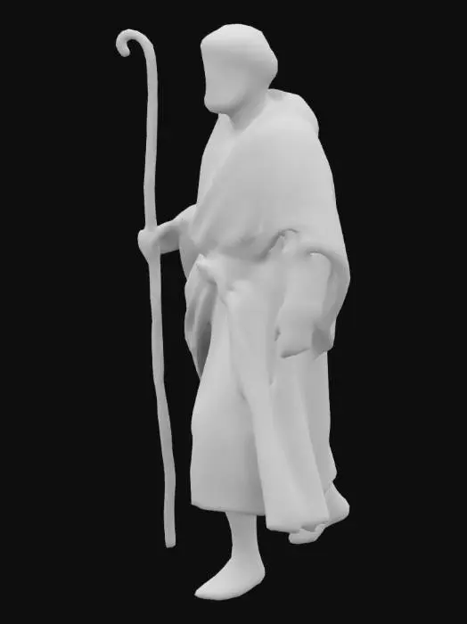 3D model for Crea una figura humana hombre vestido de hebreo antiguo andando y en la mano un bastón 