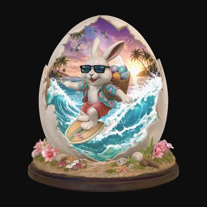 3D model for Sunset Surfing Bunny, #EasterEgg2026#