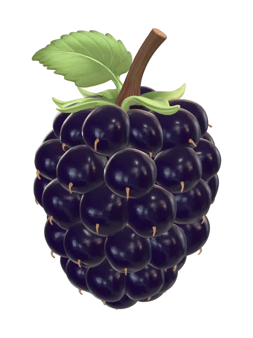 Stylized Blackberry 3D - Stem 3D model, vytvořený pomocí AI