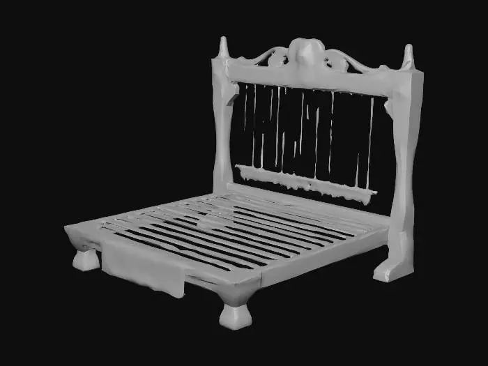 3D model for medieval Lacework being made on a frame with bobbins