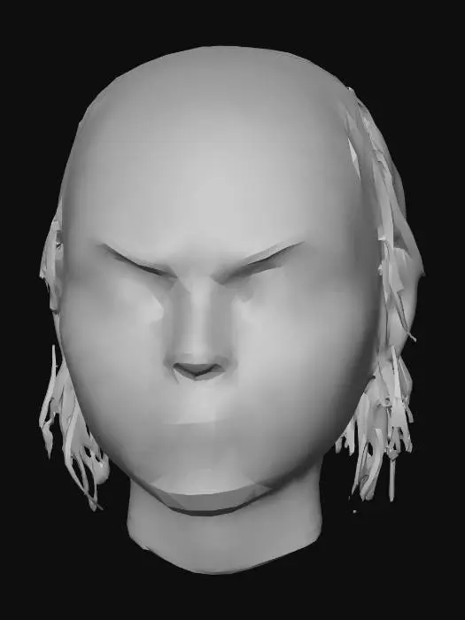 3D model for An intricately carved creepy wooden doll face