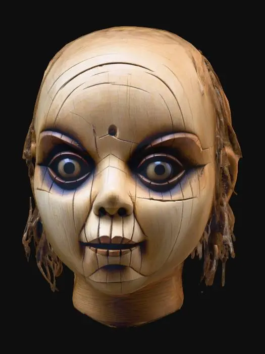 3D model for An intricately carved creepy wooden doll face