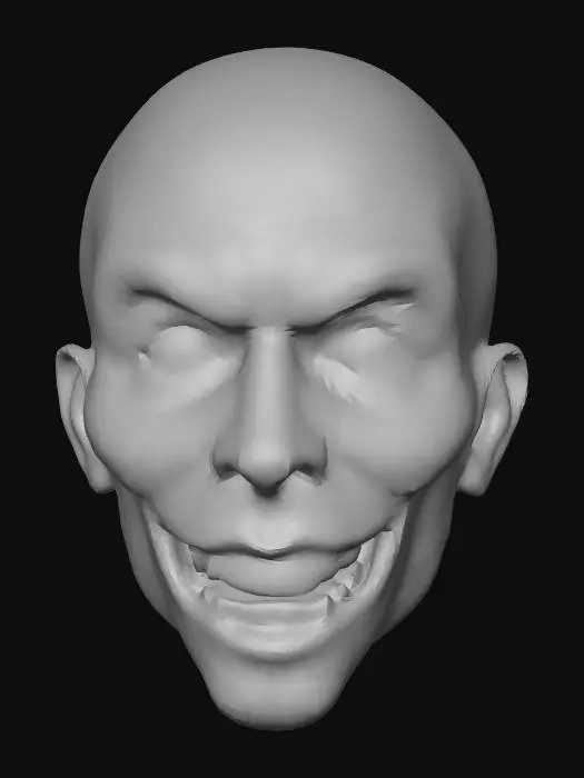 3D model for An intricately carved creepy wooden doll face