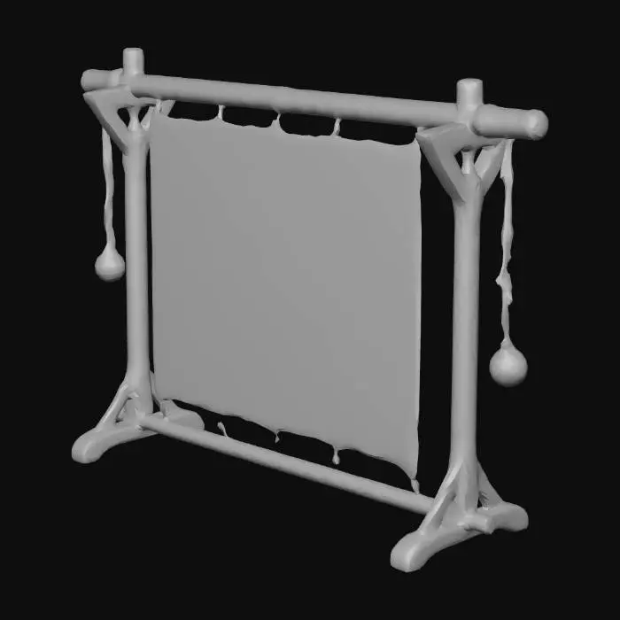 3D model for medieval Lacework being made on a frame with bobbins