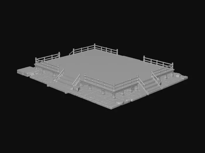 3D model for Raised Wooden Stage on Stone Terrace