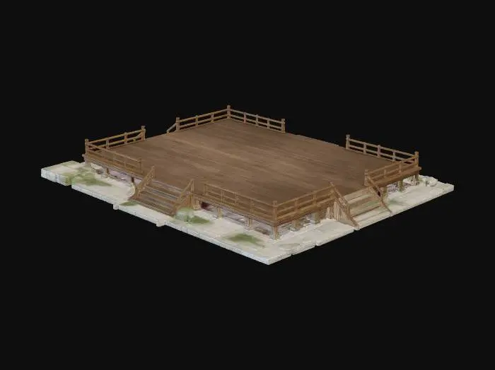 3D model for Raised Wooden Stage on Stone Terrace