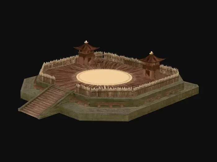 3D model for Round Wood Arena with Watchtowers