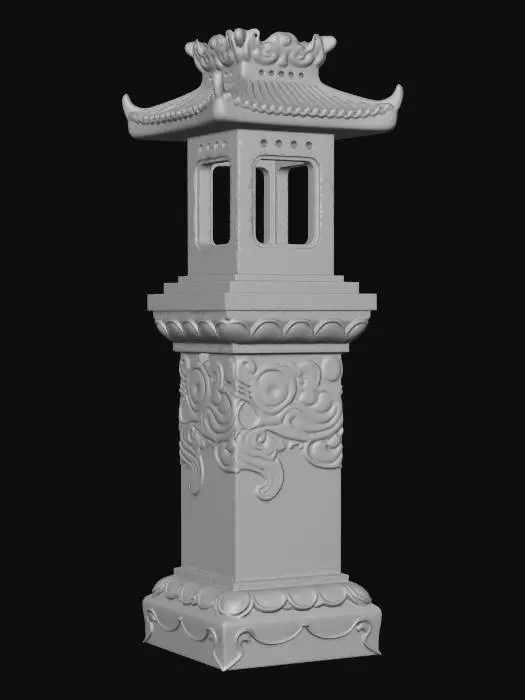 3D model for Cloud Pattern Stone Lantern