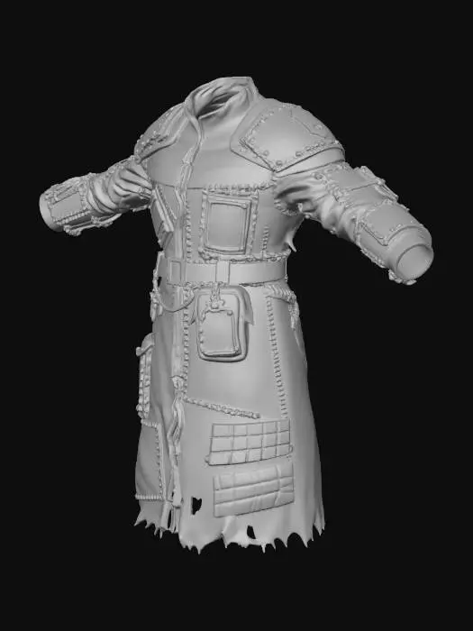 3D model for Rust-Worn Patchwork Coat