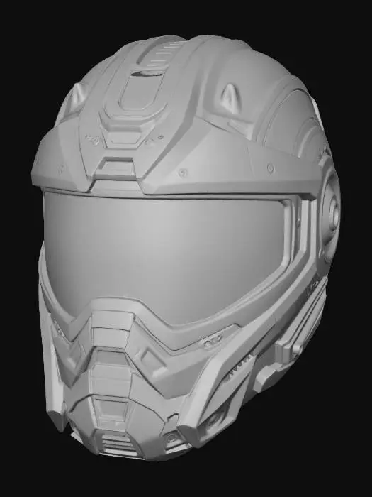 3D model for create a modular helmet that is inspired by mass effect make it game ready for the unreal engine, use mass effect and sci fi as inspiration