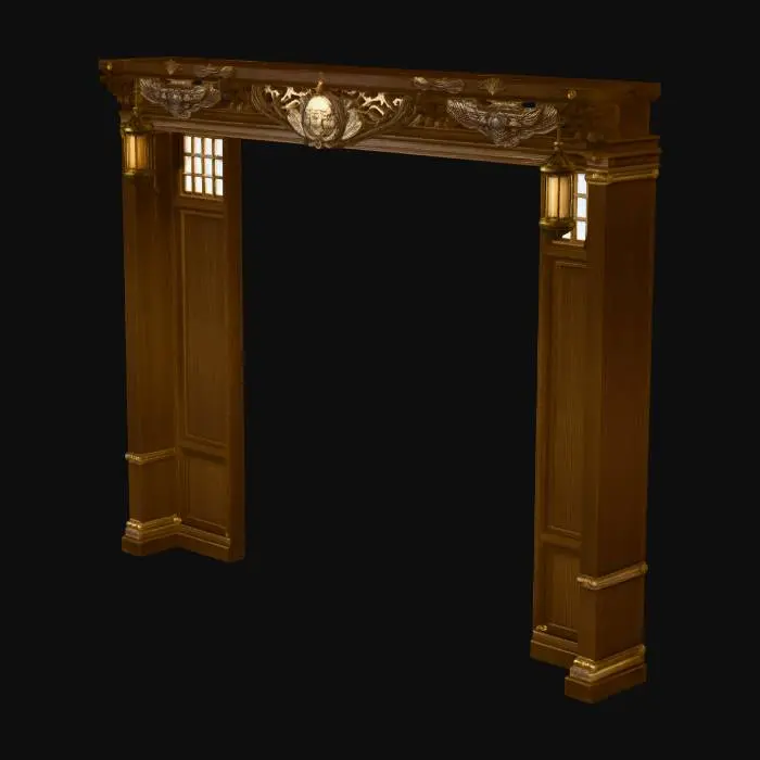 3D model for Ornate Wooden Portal with Lanterns