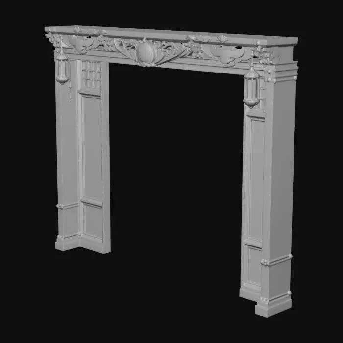 3D model for Ornate Wooden Portal with Lanterns