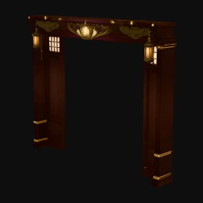 3D model for Ornate Wooden Portal with Lanterns