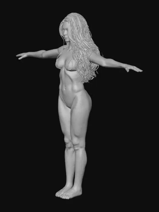 3D model for T-pose full body, Beauty Female