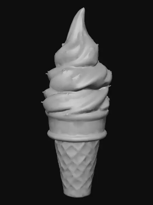 3D model for pink ice cream soft serve swirl in a pointy cone
