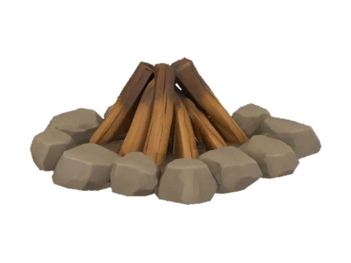 Campfire Circle yapay zekâ ile oluşturulmuş 3D model