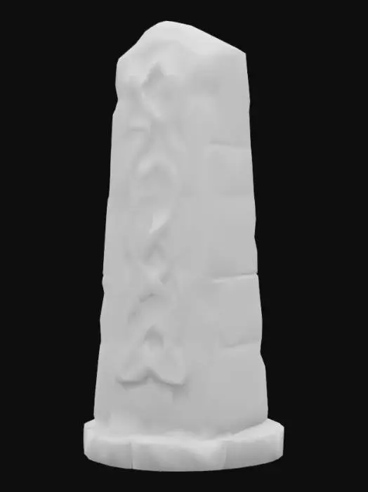 3D model for A stylized 3D game asset of a monumental standing stone with bright glowing Celtic knotwork across the surface, as if awakened by magic. The stone is smooth, ancient, and powerful, stylized and slightly cartoonish.