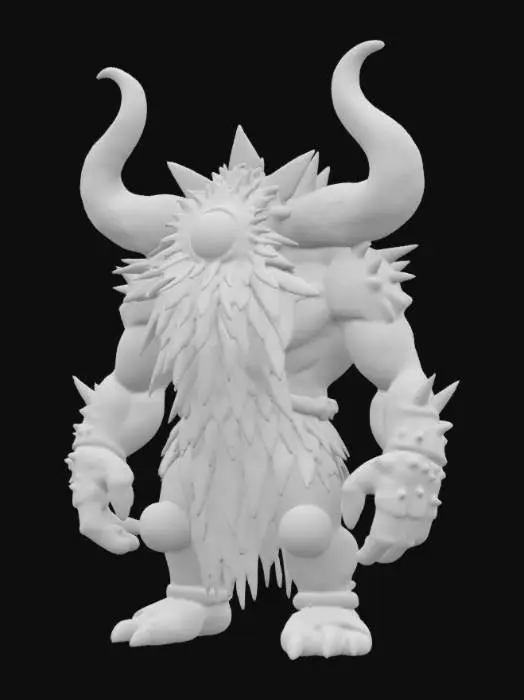 3D model for [Ireland] A stylized 3D model of Balor, the monstrous giant of the Fomorians. He has a single glowing eye sealed behind a layered helm, and jagged armor shaped like craggy rock and sea foam. His size is massive, and the design is stylized, clean, and slightly cartoonish. #AroundTheWorld#
