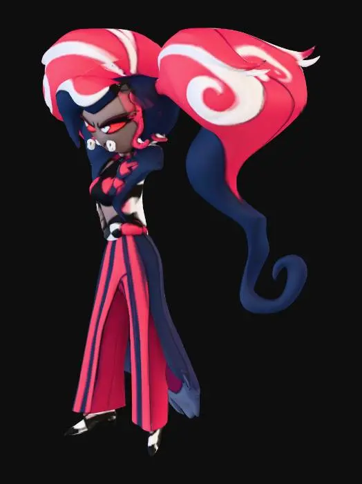 3D model for Character with Pink Pigtails