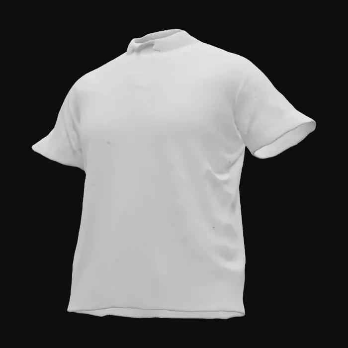 3D model for Black 3D T-shirt. It presents smoke gestures combined with graphic elements. Place a large bud of medical marijuana on your left breast. From below, sunlight filters through the smoke, revealing a distant marijuana field. Above, the thick fog turns into casino elements: slot machines, dice, roulette, chips and LED banners. On back of shirt there is a vignette of thick smoke with two young Amstafy emerging. Female is black with minimal white accents, and the male is white with uneven black spots.