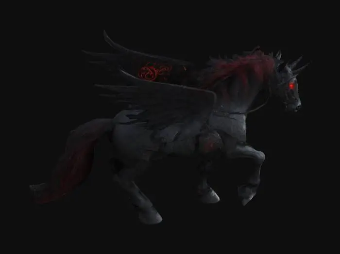 3D model for Subject: Black Horse of the Apocalypse, an ominous warhorse embodying doom and destruction.
Style: Dark fantasy, mythological, and heavily detailed.
Material: Shadow-infused black armor with engraved ancient runes, glowing crimson eyes, ethereal mist mane and tail.
Details: A towering, muscular warhorse clad in cracked, battle-worn black armor adorned with mystical engravings. Its eyes burn with an eerie crimson glow. The mane and tail flow like living shadow mist, moving as if sentient.
