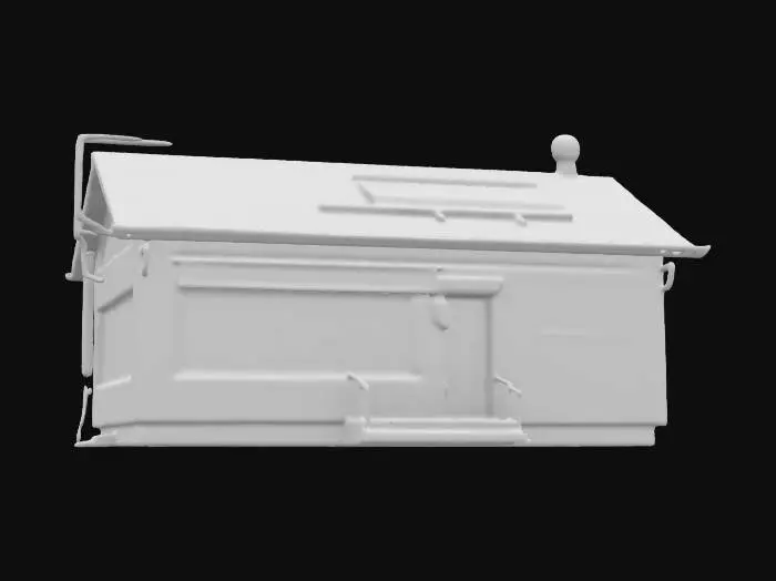 3D model for Subject: A cyberpunk-style single-family house, one-story, designed with futuristic aesthetics.
Style: High-poly, detailed cyberpunk architecture with neon accents, industrial elements, and a blend of traditional and modern structures.
Material: Metal panels, concrete, glass windows with holographic displays, neon lighting, and reinforced steel doors.
Details: Rooftop solar panels, integrated neon signage, security cameras, air vents, and a sleek, dystopian city aesthetic. Rain streaks.