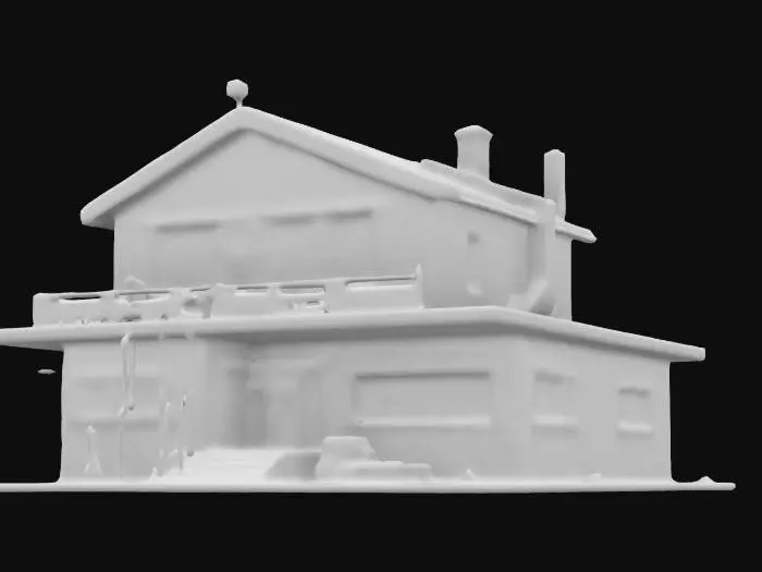 3D model for Subject: A cyberpunk-style single-family house, one-story, designed with futuristic aesthetics.
Style: High-poly, detailed cyberpunk architecture with neon accents, industrial elements, and a blend of traditional and modern structures.
Material: Metal panels, concrete, glass windows with holographic displays, neon lighting, and reinforced steel doors.
Details: Rooftop solar panels, integrated neon signage, security cameras, air vents, and a sleek, dystopian city aesthetic. Rain streaks.