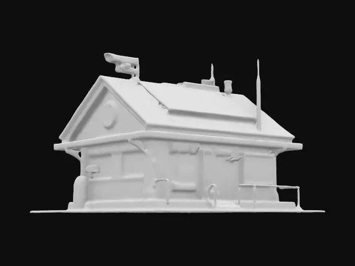 3D model for Subject: A cyberpunk-style single-family house, one-story, designed with futuristic aesthetics.
Style: High-poly, detailed cyberpunk architecture with neon accents, industrial elements, and a blend of traditional and modern structures.
Material: Metal panels, concrete, glass windows with holographic displays, neon lighting, and reinforced steel doors.
Details: Rooftop solar panels, integrated neon signage, security cameras, air vents, and a sleek, dystopian city aesthetic. Rain streaks.