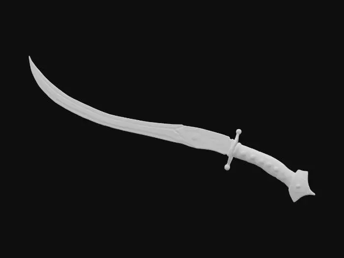 3D model for A Mughal-era katar, reinforced with damascus steel and ivory inlays, designed for silent, lethal strikes. The blade can phase out of sync with reality, allowing the assassin to bypass armor before solidifying on impact. The hilt contains hidden compartments for poison vials and throwing needles. Each kill etches a new mark onto the blade, a tally of its deadly history. PBR damascus steel, ornate carvings, and aged battle wear., #ChronoForgeWeapon#
