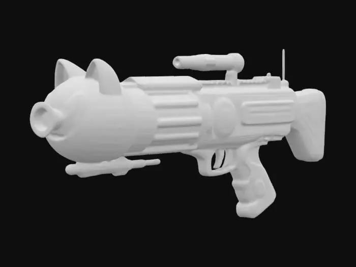 3D model for Description: A meme-powered, over-the-top bazooka that launches colossal, explosive Dogecoins. Each shot scales in power based on hype (damage dealt), leading to increasingly chaotic blasts!
📏 Size & Shape: Oversized, cartoonish bazooka with exaggerated proportions. A large Shiba Inu face is prominently featured on the side, with Dogecoin symbols embossed along the barrel.
🎨 Colors & Materials: Vibrant yellow body with metallic gold accents. , #ChronoForgeWeapon#