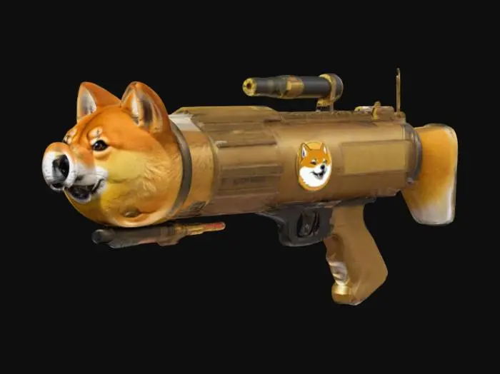 3D model for Description: A meme-powered, over-the-top bazooka that launches colossal, explosive Dogecoins. Each shot scales in power based on hype (damage dealt), leading to increasingly chaotic blasts!
📏 Size & Shape: Oversized, cartoonish bazooka with exaggerated proportions. A large Shiba Inu face is prominently featured on the side, with Dogecoin symbols embossed along the barrel.
🎨 Colors & Materials: Vibrant yellow body with metallic gold accents. , #ChronoForgeWeapon#