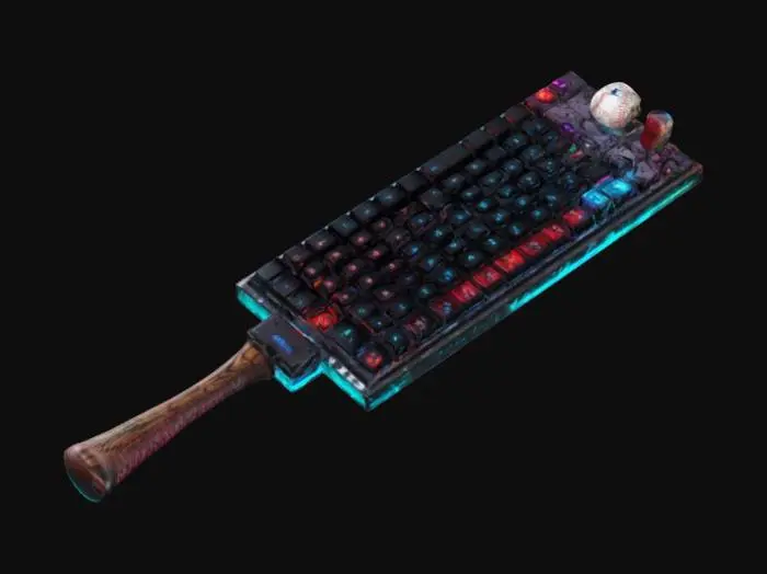 3D model for The Keyboard Smasher 5000 ⌨️💀
Description: A weapon that just randomly presses keys in reality. Something will happen, but even the game doesn’t know what.
📏 Size & Shape: A mechanical keyboard strapped to a baseball bat.
🎨 Colors & Materials: RGB lighting, random sticky keys.
✨ Additional Features: Can activate “Rage Quit Mode,” where the game just closes itself with no warning., #ChronoForgeWeapon#