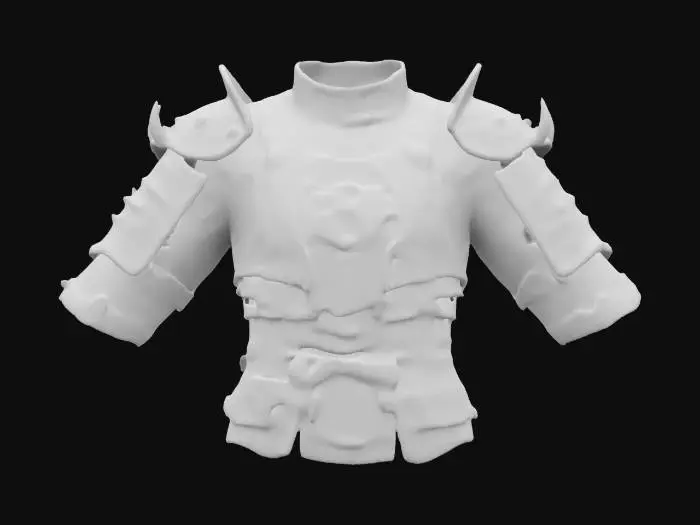 3D model for A traditional samurai cuirass, its lacquered plates infused with futuristic energy shielding. The chestpiece bears the Kamon crest, which glows when activated. The shoulder guards extend into semi-transparent force fields, repelling incoming attacks. The entire suit hums with an ancient battle spirit that chants in Edo-period poetry. PBR textures: polished iron, matte lacquer, and glowing blue light, #ChronoForgeWeapon#