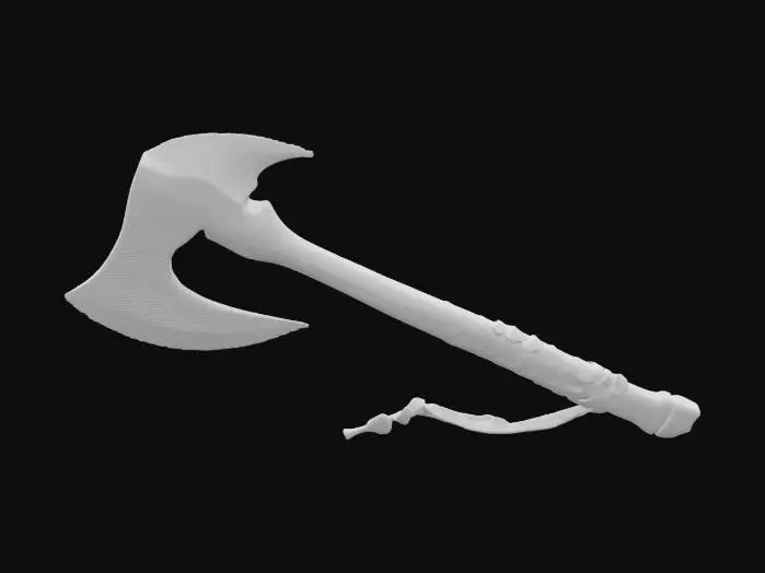 3D model for The Meteor Axe – Starfall Cleaver
A double-headed battle axe, its massive jagged blades forged from a dark meteorite, veined with glowing silver streaks. The central socket contains a cracked, iridescent opal, pulsing with a faint glow. The haft is made of petrified wood, wrapped in braided mammoth hide with bone studs lining its length., #ChronoForgeWeapon#