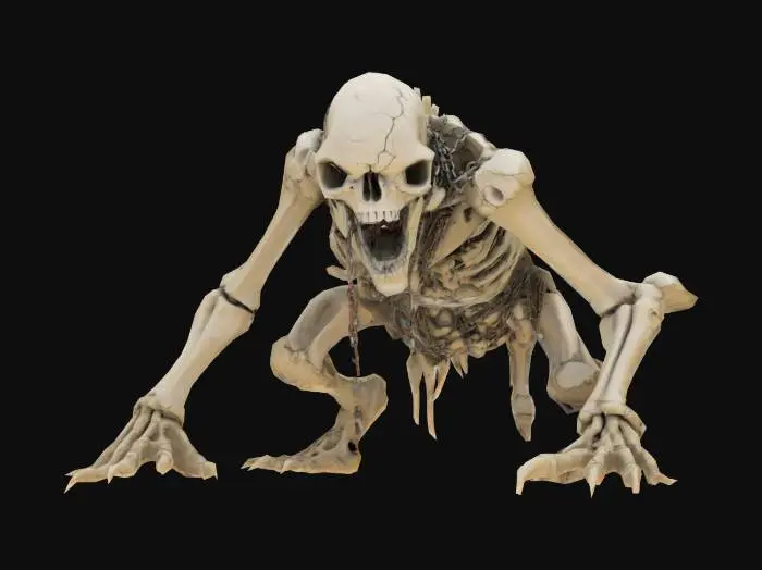 3D model for {
  "prompt": "A titanic, skeletal horror composed of shattered moonstone bones and chains forged from collapsed time. It crawls across dead planets, devouring cosmic fossils to reanimate forgotten beasts. Designed in realistic style with ancient decay, time-rift distortion, and fractured terrain beneath its limbs.",
  "style": "Realistic",
  "format": "glb",
  "polycount": "high"
}