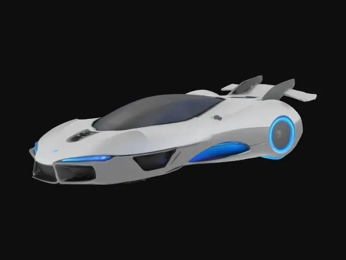 3D model for {
"Object": "futuristic hovercar",
"Material": "brushed aluminum and carbon fiber",
"Shape/Form": "aerodynamic teardrop body with retractable fins and circular hover thrusters",
"Color Scheme": "matte black base with electric blue and silver accents",
"Texture Details": "sleek and polished surfaces with subtle panel lines and vent details",
"Style": "realistic",
"Environment/Use Context": "urban megacity hover lanes",
"Reference Models": "inspired by the design language of Tesla Cybertruck and Blade Runner spinners"
}
