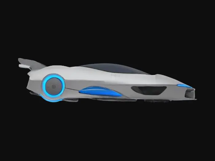 3D model for {
"Object": "futuristic hovercar",
"Material": "brushed aluminum and carbon fiber",
"Shape/Form": "aerodynamic teardrop body with retractable fins and circular hover thrusters",
"Color Scheme": "matte black base with electric blue and silver accents",
"Texture Details": "sleek and polished surfaces with subtle panel lines and vent details",
"Style": "realistic",
"Environment/Use Context": "urban megacity hover lanes",
"Reference Models": "inspired by the design language of Tesla Cybertruck and Blade Runner spinners"
}