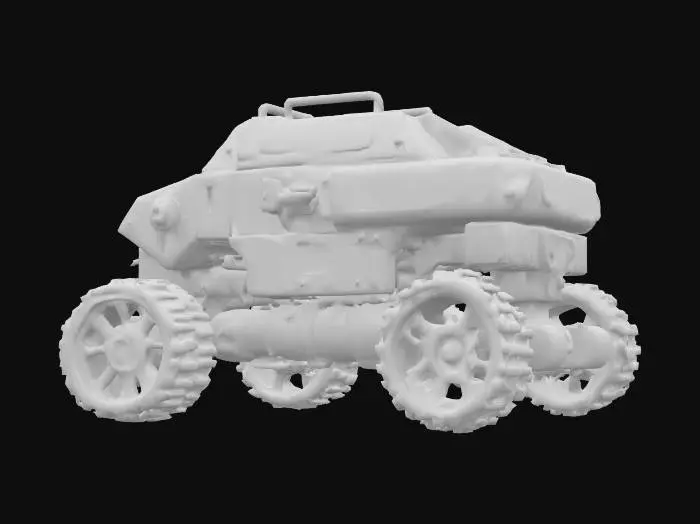 3D model for {
  "Object": "CI/CD pipeline mech-car",
  "Material": "metal, plastic tubing, and LED status lights",
  "Shape/Form": "modular assembly line body with robotic limbs, conveyor belt wheels, and server rack cockpit",
  "Color Scheme": "metal gray, blue status lights, and red ‘FAILED’ warning banners",
  "Texture Details": "industrial rivets, fan grates, loading bar decals",
  "Style": "realistic",
  "Environment/Use Context": "racing through a build server warehouse with Jenkins pipes and Git merge mines",
  "Reference Models": "inspired by DevOps dashboards and Jenkins mascots"
}
