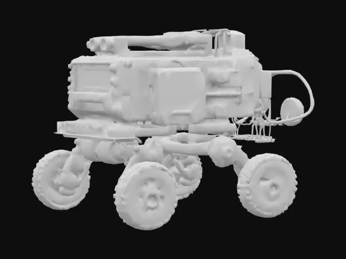 3D model for {
  "Object": "CI/CD pipeline mech-car",
  "Material": "metal, plastic tubing, and LED status lights",
  "Shape/Form": "modular assembly line body with robotic limbs, conveyor belt wheels, and server rack cockpit",
  "Color Scheme": "metal gray, blue status lights, and red ‘FAILED’ warning banners",
  "Texture Details": "industrial rivets, fan grates, loading bar decals",
  "Style": "realistic",
  "Environment/Use Context": "racing through a build server warehouse with Jenkins pipes and Git merge mines",
  "Reference Models": "inspired by DevOps dashboards and Jenkins mascots"
}
