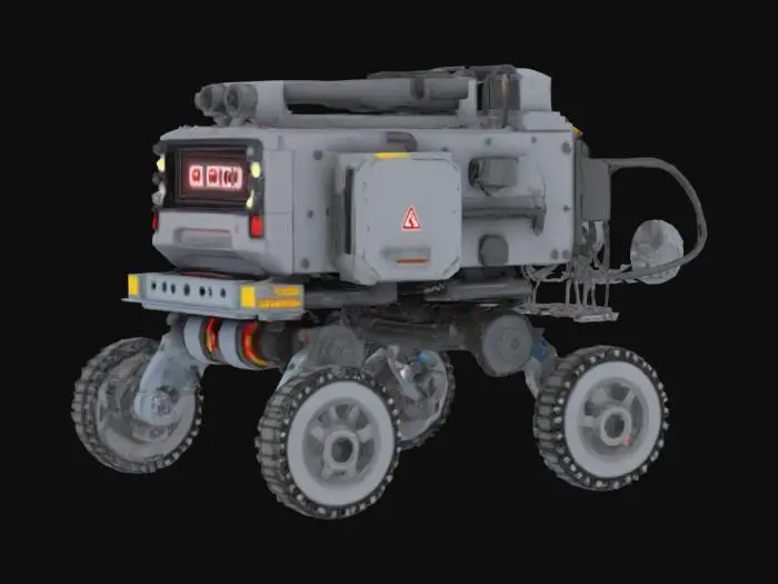 3D model for {
  "Object": "CI/CD pipeline mech-car",
  "Material": "metal, plastic tubing, and LED status lights",
  "Shape/Form": "modular assembly line body with robotic limbs, conveyor belt wheels, and server rack cockpit",
  "Color Scheme": "metal gray, blue status lights, and red ‘FAILED’ warning banners",
  "Texture Details": "industrial rivets, fan grates, loading bar decals",
  "Style": "realistic",
  "Environment/Use Context": "racing through a build server warehouse with Jenkins pipes and Git merge mines",
  "Reference Models": "inspired by DevOps dashboards and Jenkins mascots"
}
